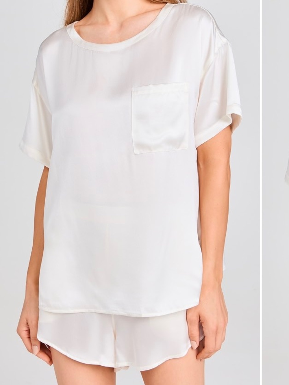 Lunya Washable Silk Tee Short Set Small/ XS white